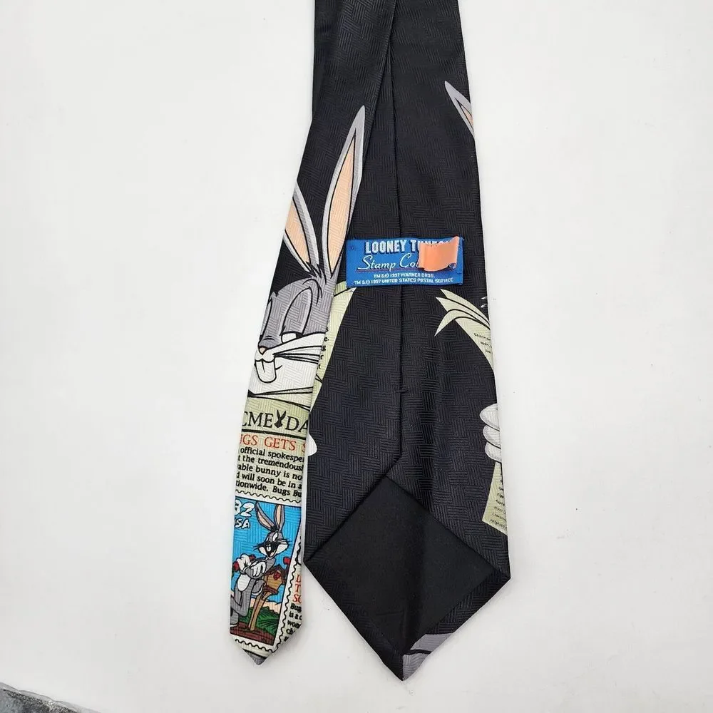Vintage 1997 Looney Tunes  Stamps Collection Bugs Bunny Tie 55